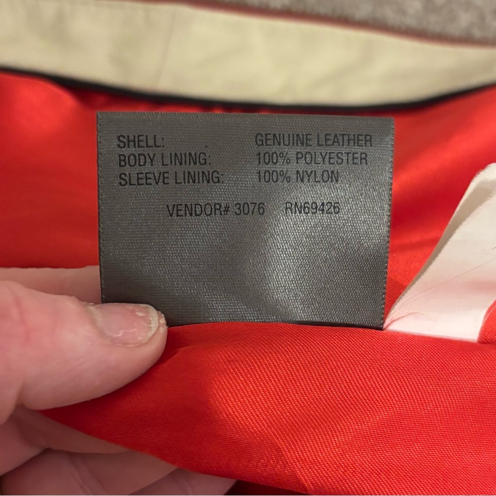 Wilsons Leather Cream and Red Racing Patch Leather Jacket - Picture 9 of 9